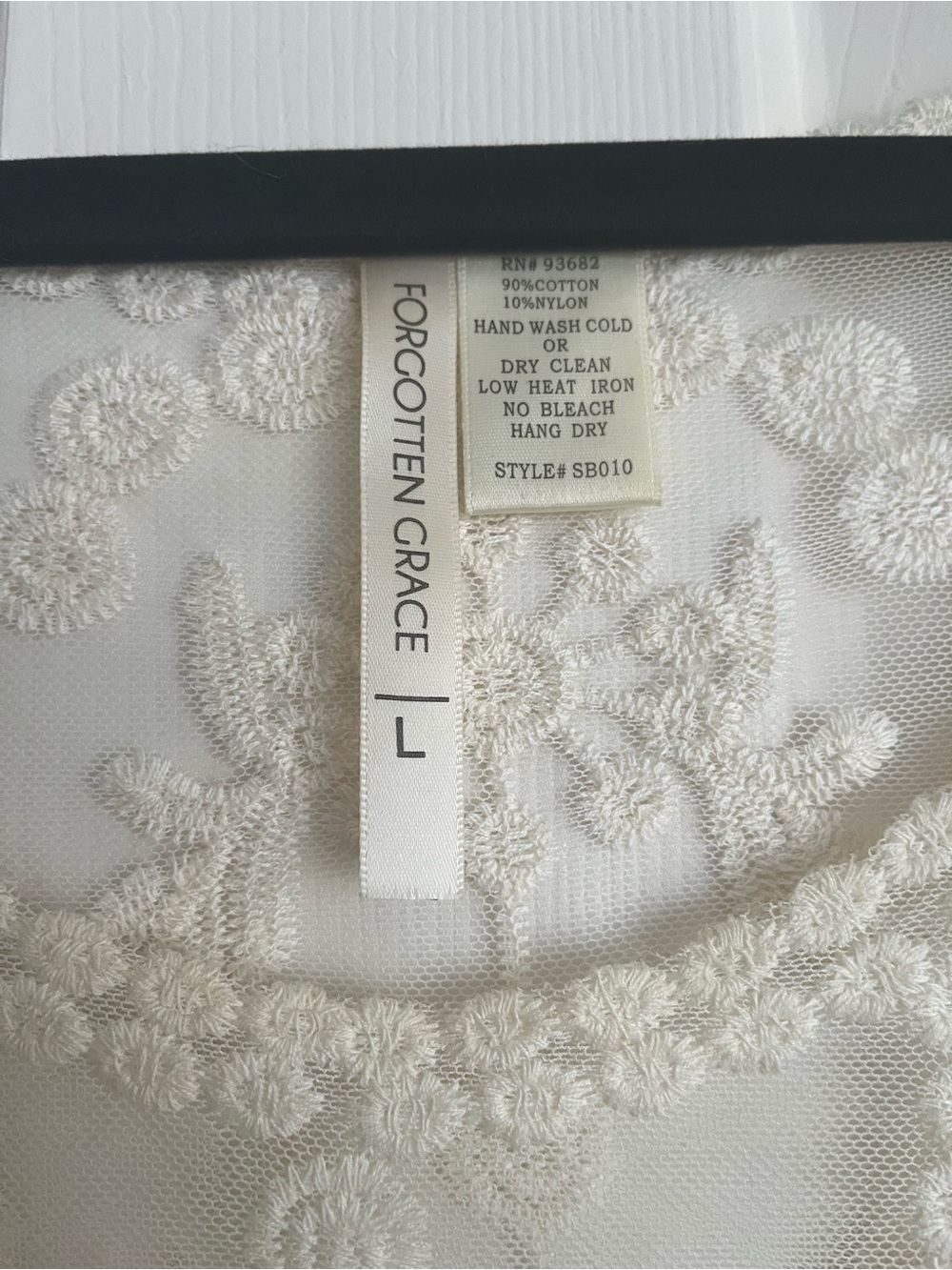Lace Embroidered Long-Sleeve Top - Cream - Picture 2 of 3